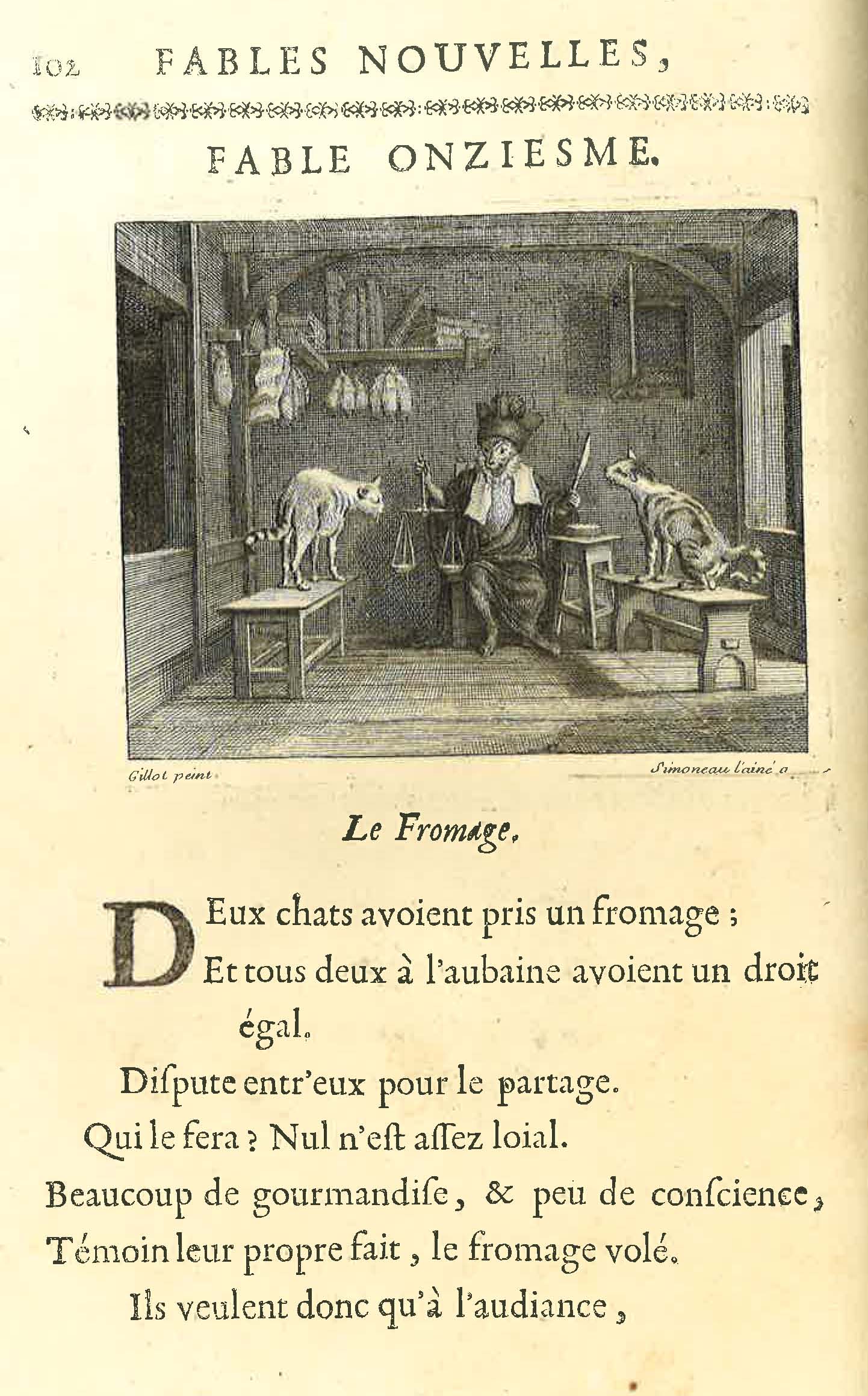 Facsimile of fable by La Motte